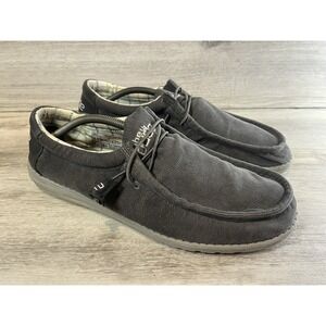 Hey Dude Shoes Mens 13 Wally Corduroy Sneakers Dark Grey Lace Up Low Top Casual